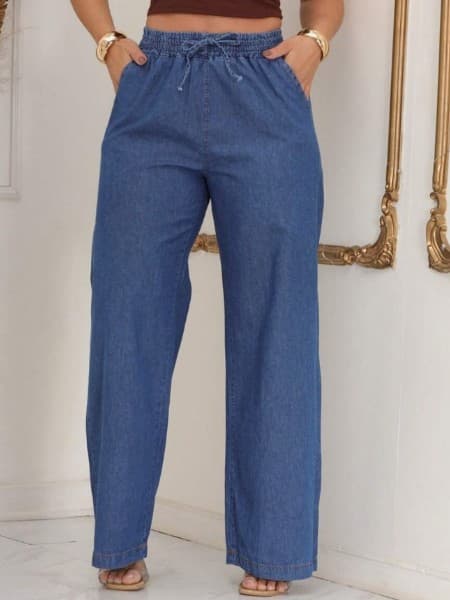 Calça Jeans Feminina Pantalona